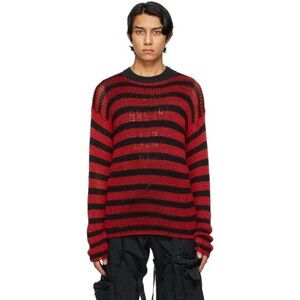 Raf Simons Striped Open Knit Sweater Size S Mens Black Red Archive Redux $655